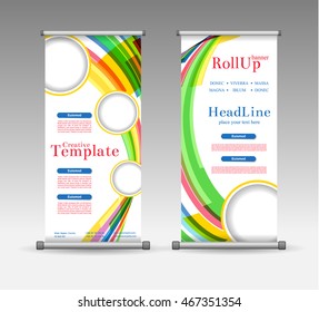 Roll Up Banner Abstract Geometric Colorful Design, Advertising Vector Background