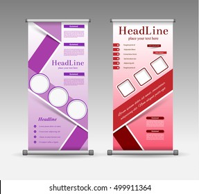 Roll Up Banner Abstract Geometric Colorful Design, Advertising Vector Background