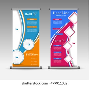 Roll Up Banner Abstract Geometric Colorful Design, Advertising Vector Background