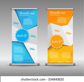 Roll Up Banner Abstract Geometric Colourful Design, Advertising Vector Background