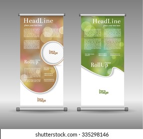 Roll Up Banner Abstract Geometric Colourful Design, Advertising Vector Background