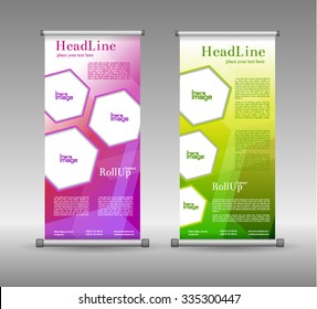 Roll Up Banner Abstract Geometric Colourful Design, Advertising Vector Background