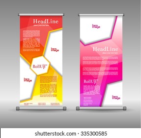 Roll Up Banner Abstract Geometric Colourful Design, Advertising Vector Background