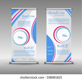 Roll Up Banner Abstract Geometric Colourful Design, Advertising Vector Background