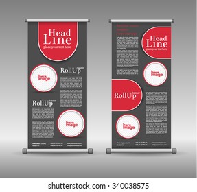 Roll Up Banner Abstract Geometric Colourful Design, Advertising Vector Background