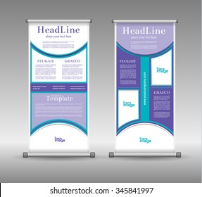 Roll Up Banner Abstract Geometric Colourful Design, Advertising Vector Background