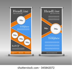 Roll Up Banner Abstract Geometric Colourful Design, Advertising Vector Background