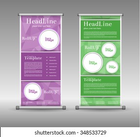 Roll Up Banner Abstract Geometric Colourful Design, Advertising Vector Background