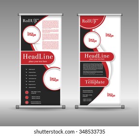 Roll Up Banner Abstract Geometric Colourful Design, Advertising Vector Background