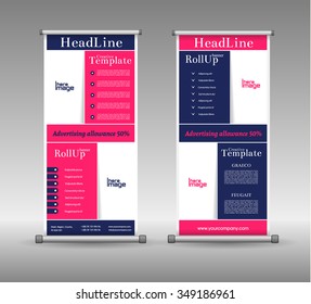 Roll Up Banner Abstract Geometric Colourful Design, Advertising Vector Background