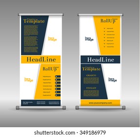 Roll Up Banner Abstract Geometric Colourful Design, Advertising Vector Background