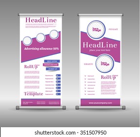 Roll Up Banner Abstract Geometric Colourful Design, Advertising Vector Background
