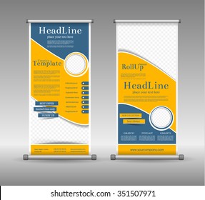 Roll Up Banner Abstract Geometric Colourful Design, Advertising Vector Background