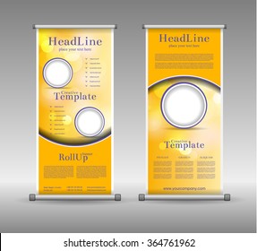 Roll Up Banner Abstract Geometric Colourful Design, Advertising Vector Background