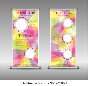 Roll Up Banner Abstract Geometric Colourful Design, Advertising Vector Background
