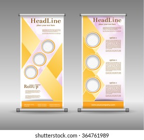 Roll Up Banner Abstract Geometric Colourful Design, Advertising Vector Background