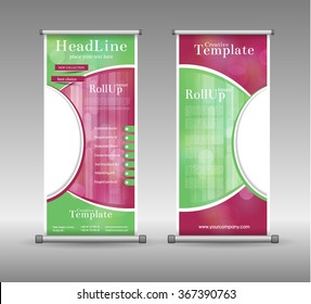 Roll Up Banner Abstract Geometric Colourful Design, Advertising Vector Background