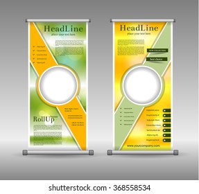 Roll Up Banner Abstract Geometric Colourful Design, Advertising Vector Background