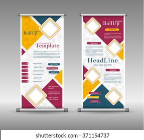 Roll Up Banner Abstract Geometric Colourful Design, Advertising Vector Background