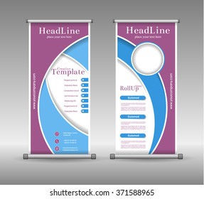 Roll Up Banner Abstract Geometric Colourful Design, Advertising Vector Background
