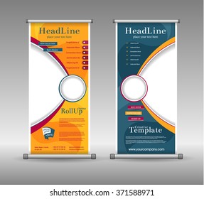 Roll Up Banner Abstract Geometric Colourful Design, Advertising Vector Background