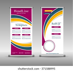 Roll Up Banner Abstract Geometric Colourful Design, Advertising Vector Background