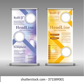 Roll Up Banner Abstract Geometric Colourful Design, Advertising Vector Background