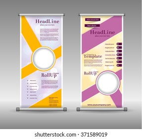 Roll Up Banner Abstract Geometric Colourful Design, Advertising Vector Background