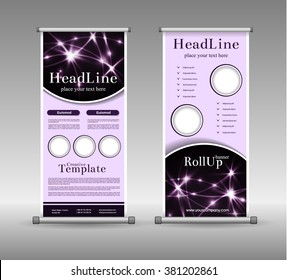 Roll Up Banner Abstract Geometric Colourful Design, Advertising Vector Background