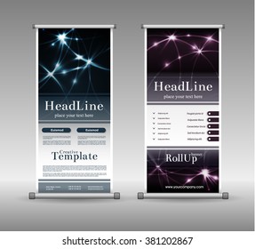 Roll Up Banner Abstract Geometric Colourful Design, Advertising Vector Background