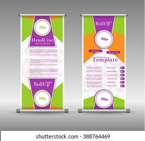 Roll Up Banner Abstract Geometric Colourful Design, Advertising Vector Background