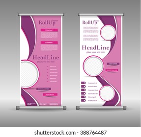 Roll Up Banner Abstract Geometric Colourful Design, Advertising Vector Background