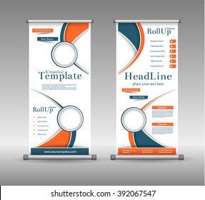 Roll Up Banner Abstract Geometric Colourful Design, Advertising Vector Background