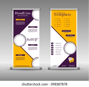 Roll Up Banner Abstract Geometric Colourful Design, Advertising Vector Background