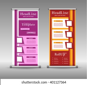 Roll Up Banner Abstract Geometric Colourful Design, Advertising Vector Background