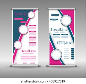 Roll Up Banner Abstract Geometric Colourful Design, Advertising Vector Background