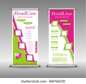 Roll Up Banner Abstract Geometric Colourful Design, Advertising Vector Background