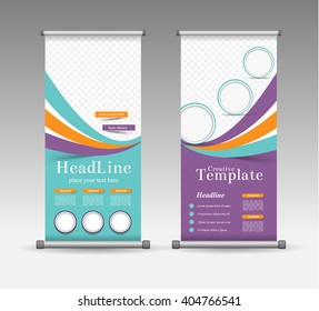 Roll Up Banner Abstract Geometric Colourful Design, Advertising Vector Background