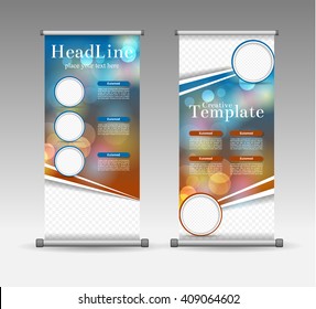 Roll Up Banner Abstract Geometric Colourful Design, Advertising Vector Background