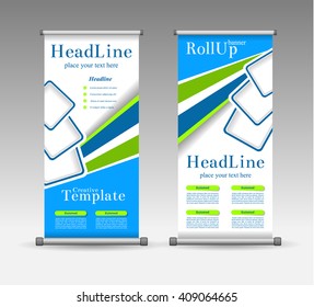 Roll Up Banner Abstract Geometric Colourful Design, Advertising Vector Background