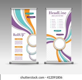 Roll Up Banner Abstract Geometric Colourful Design, Advertising Vector Background