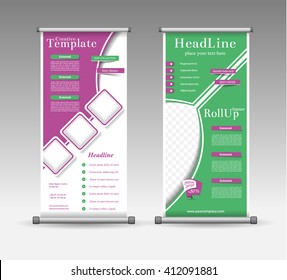 Roll Up Banner Abstract Geometric Colourful Design, Advertising Vector Background