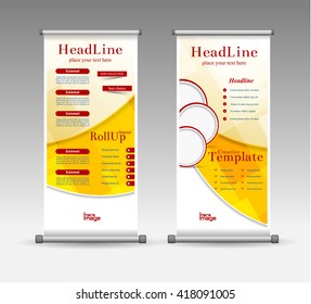 Roll Up Banner Abstract Geometric Colourful Design, Advertising Vector Background