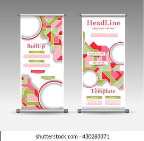 Roll Up Banner Abstract Geometric Colourful Design, Advertising Vector Background