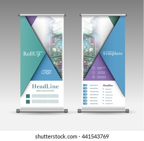 Roll Up Banner Abstract Geometric Colourful Design, Advertising Vector Background