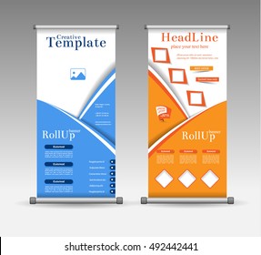 Roll Up Banner Abstract Geometric Colourful Design, Advertising Vector Background