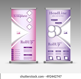 Roll Up Banner Abstract Geometric Colourful Design, Advertising Vector Background