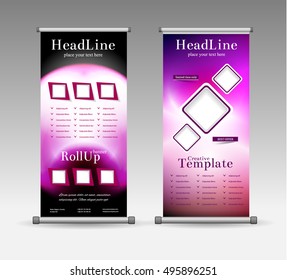 Roll Up Banner Abstract Geometric Colourful Design, Advertising Vector Background