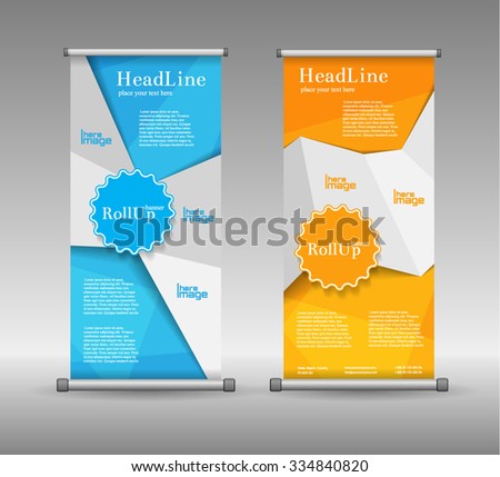 Roll Up Banner Abstract Geometric Colourful Design, Advertising Vector Background