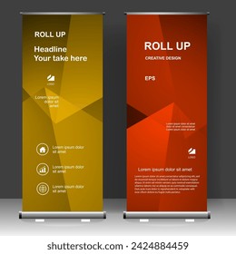 Roll up banner abstract stand template design, for brochure, flyer, infographics. modern advertising. vector illustration